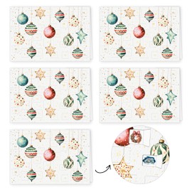 PremiumLine Advent Calendar Card, Pack of 5 Including Envelopes, Advent Calendar Cards with Doors, Environmentally Friendly Natural Cardboard, 11.5 x 17 cm, Skorpion Christmas Cards