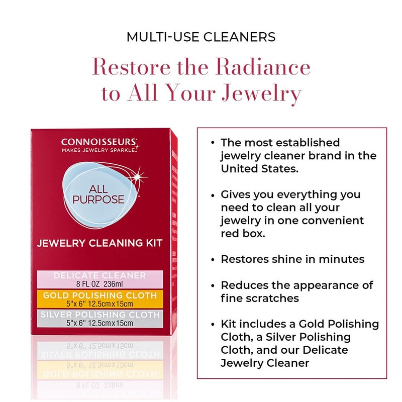 CONNOISSEURS All-Purpose Jewelry Cleaning Kit - Includes Delicate Jewelry Cleaner
