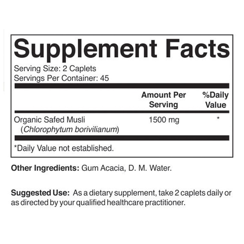 Brieofood Organic Safed Musli 1500mg, 45 Servings, Vegetarian, Gluten Free,