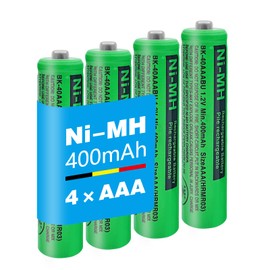 JAPUSOON 4 Pack 400mAh BK-40AAABU Ni-MH AAA Rechargeable Battery for Panasonic, 1.2V BK-40AAABU 400mah AAA Rechargeable Batteries for Panasonic Cordless Phones, Electronics（New）