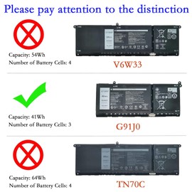 EPYOBW G91J0 Laptop Battery 41Wh Compatible with Dell Latitude 3320 3420 3520 / Inspiron 3510 3520 3530 5310 5510 / Inspiron 5410 7420 7430 2-in-1 / Vostro 3420 5310 Series V6W33 TN70C 0FH3K2 0MVK11