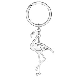 YAYAKO Cute Flamingo Keychain Stainless Steel Bird Charms Funny Gifts for Women Girls Wallet Car Keyring Decorations (Silver)