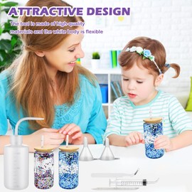 12 Pcs Snow Globe Tumbler Supplies Kit: DIY Tool Set with Bent Squeeze Bottles, Funnels, Tweezers, Bent Syringes & Pokey Sticks – Glitter Filling Accessories for Snowglobe Tumbler Crafting (No Cup)