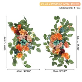 PATIKIL Wedding Arch Flowers,2Pcs Artificial Silk Faux Rose Flower Swag Floral Swags Backdrop with Leaves for Welcome Sign Ceremony Reception Party Decoration, Dark Rose/Cream