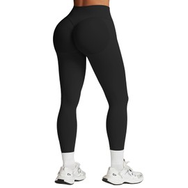 Impact Leggings for Women Hidden Scrunch Butt Leggings Seamless Workout Gym Yoga Pants Compression Tummy Control Black M