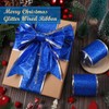 2 Rolls 20 Yards Christmas Wired Ribbons Blue Glitter Ribbon