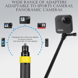 1.2m Invisible Selfie Stick 3.9Ft Carbon Fiber Extended Stick for Insta360 ONE X4 X3 ONE R ONE RS, ONE X, ONE for Insta 360 Camera Accessories (Yellow)