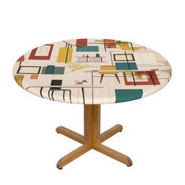 YYHHAOFA Mid Century Modern Pattern Round Table Cloth Medium : Decorative Round Table, Suitable for 40"-50" Round Tables