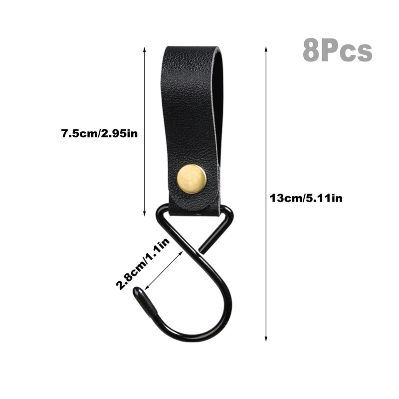 TYFYH Leather S Hooks 8 Pieces S Hooks with Leather