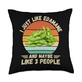 Edamame I Just Like Edamame Maybe Like 3 People Vintage Throw Pillow, 18x18, Multicolor