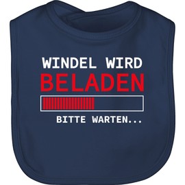 Shirtracer - Statement sayings baby - please wait - cotton baby bib, 1 Navy Blue, Einheitsgröße