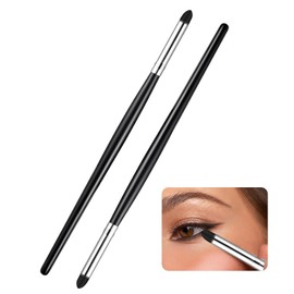 Juego de 2 brochas para delineador de ojos, para difuminar sombras de ojos, lápiz de ojos, delineador de ojos, juego de herramientas para mezclar sombras de ojos (esponjoso, 6.2 pulgadas)