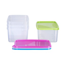MiraHome Freezer Containers 4 x 2.75 L Rectangular Colourful - Storage Jars with Lid Airtight - Transparent Food Storage Containers with Lid - Kitchen Storage Box for Mealprep & Organisation -