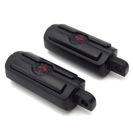 SMT-BLACK Skull Foot Pegs Footrest Kit Compatible With Harley Dyna Glide Fat Bob Street Bob [B00RUE3QBY]