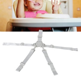 Correas para silla alta, cinturón de seguridad portátil resistente de 5 puntos para bebé para cochecito para silla de paseo(Correa de 5 puntos con botón gris)