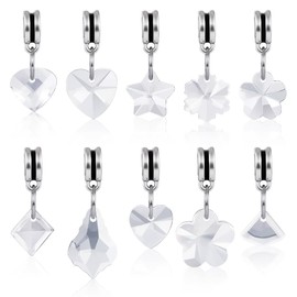 AHANDMAKER 30Pcs Crystal Glass Charms Pendants Heart/Flower/Star Crystal Dangle Bead Charms 10 Styles Faceted Glass European Pendants for Necklace Earrings Bracelets Keychains Jewelry 20~25mm