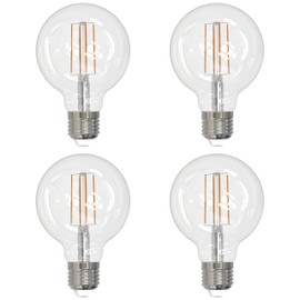 Bulbrite 8.5 Watt LED G25 Clear Decorative Globe Medium (E26) Base, 3000K Light Bulb, Dimmable, JA8 (4 Pack)