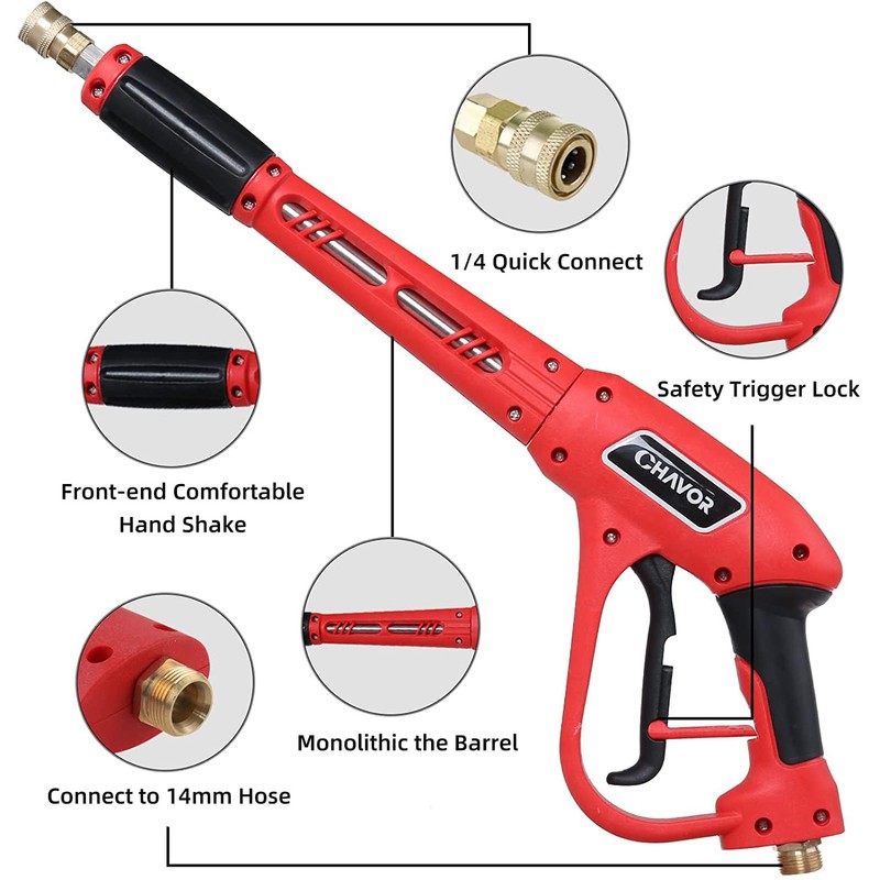 CHAVOR Pressure Washer Gun with Replacement Extension Wand, Upgraded Power