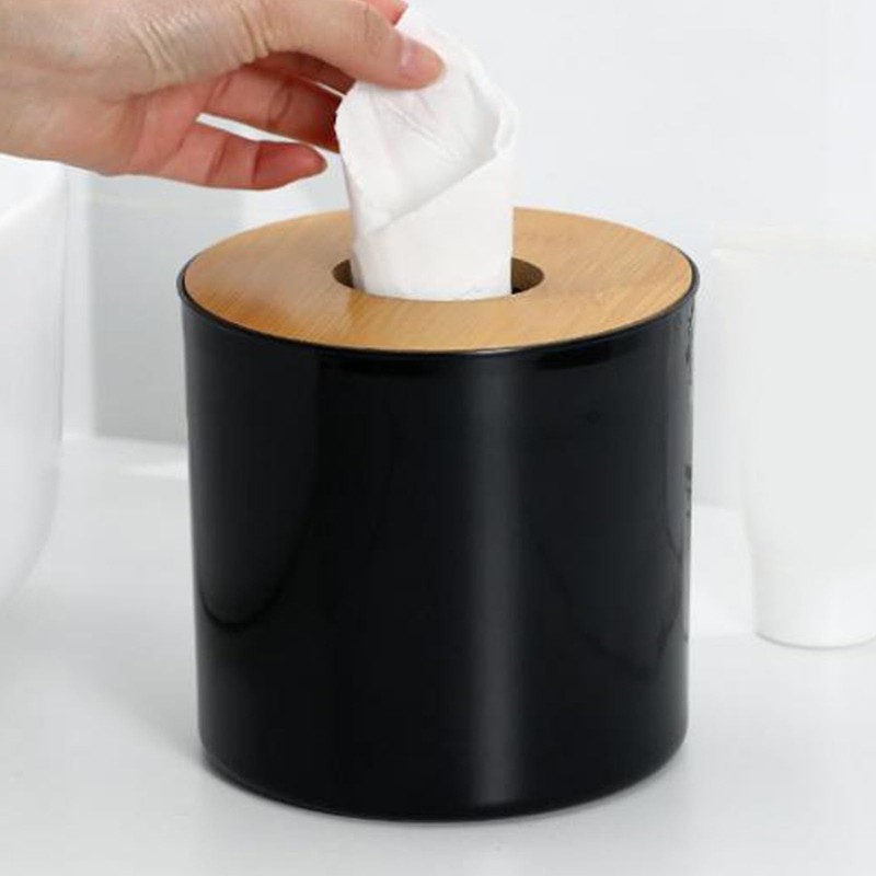 2PCS Roll Tissue Box Holder with Lid, Decorative Round Paper