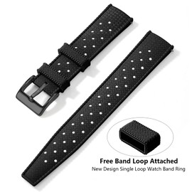 Artthurse Silicone Watch Bands Quick Release Tropical Style 18mm, 20mm, 22mm for Men and Women Replacement Rubber Watch Bands Soft Breathable Waterproof Sport Watchbands Straps(22mm,Black/Black)