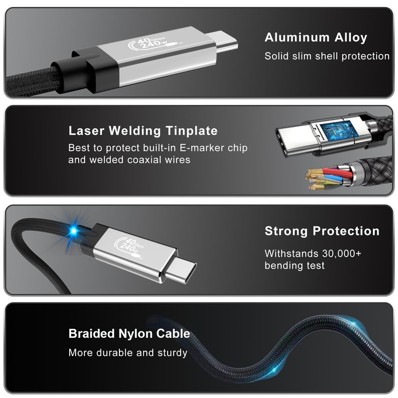 Starinnox 3.3Ft USB4 [USB-IF Certified] for Thunderbolt 4 Cable, Support