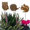 KRONLY Garden Stake Owl, Hedgehog, Squirrel (Pack of 3) /