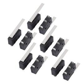 IIVVERR 10Pcs AC250/125V 5A 3 Terminals Momentary 29mm Lever Arm Micro Switch Black KW12-8 (10 Unids AC250 / 125V 5A 3 Terminales Momento 29mm Palanca Micro Interruptor Negro KW12-8
