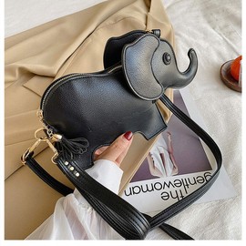 MILATA Animal Elephant Shape Crossbody Bag Purse Fashion Women Pu Leather Chic Shoulder Bag Clutch for Girls (black)
