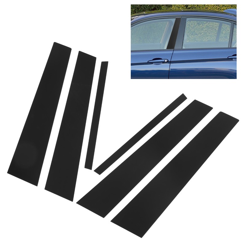 6PCS Door Window B C Pillar Cover Trim Glossy Black