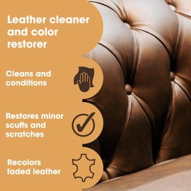 Furniture Clinic Easy Leather Restoration Kit (Dark Brown) | Includes Recolouring Balm, Ultra Clean, Sponge & Cloth for Furniture, Car Seats, Shoes & Bags