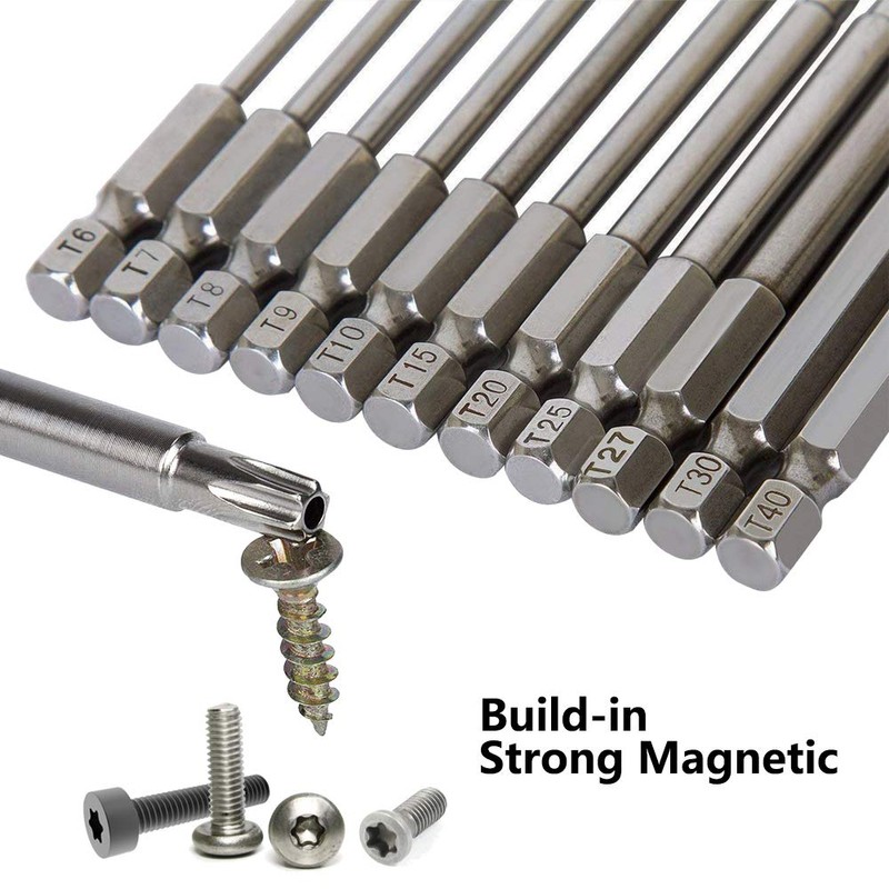 Saipor 11 Piece T6-T40 Torx Bits Screwdriver Set Magnetic Torx