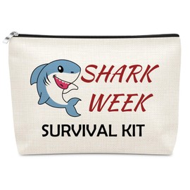 Sazuwu Shark Week Makeup Bags Cosmetic Organizer Shark Themed Gifts for Women Adults Animal Lovers Birthday Christmas Graduation Friendship Present
