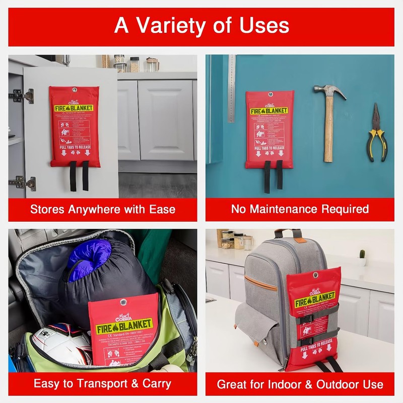 Home fire Blanket, Camping Emergency Escape fire Blanket, Burn Prevention,