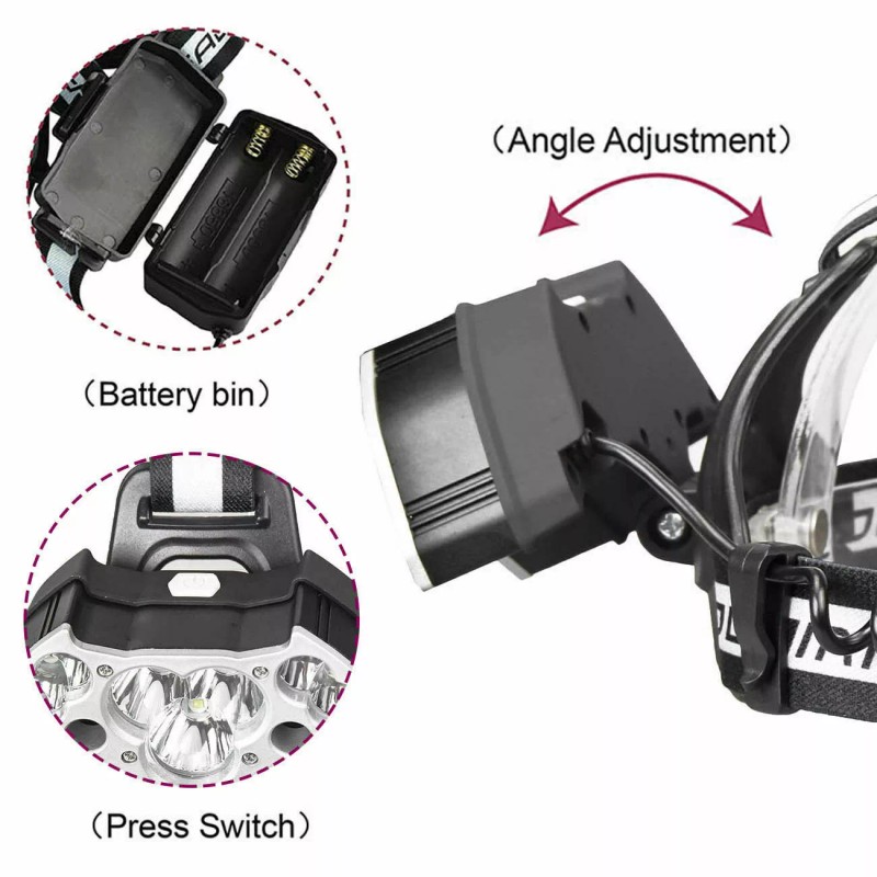 The Battery Connection 11X Rechargeable LED Headlamp Headlight 18650 Flashlight
