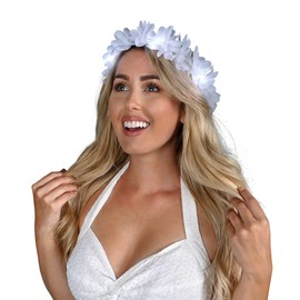 White LED Hawaiian Lei Wedding Floral Headband Light Up Flower Crown