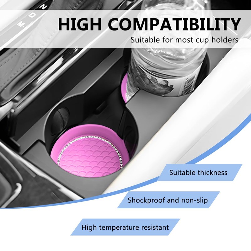 4 PCS Bling Car Cup Coaster, Crystal Rhinestone Cup Holder