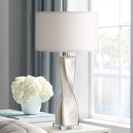 Oirin Silver Twist Crackle Mercury Glass Table Lamp