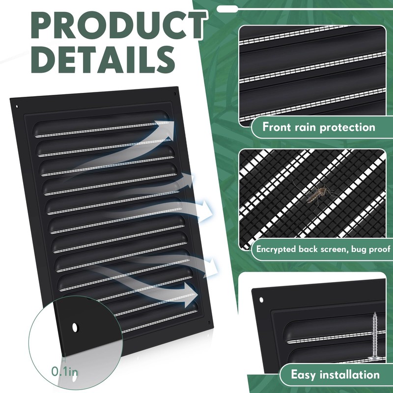 Yaocom 1 Pcs Aluminum Attic Vents 12" x 12" Metal