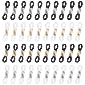 Ymapinc 40 Pack Eyeglass Chain Ends, Eyeglass Chain Connector for Women Adjustable Chain for Glasses Holder Strap Adjustable Eyeglasses Sunglass - Rubber Zinc Alloy