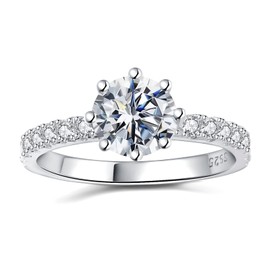 1CT Moissanite Engagement Ring, True D Color VVS1 Stimulated Diamond 925 Sterling Silver Rings, Promise Wedding Rings, 8 Prong Moissanite Engagement Ring, Moissanite Rings For Women, Stone, Moissanite
