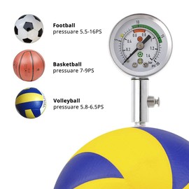 Ball Air Pressure Gauge Heavy Duty Metal Made Air Watch Test and Adjust The Pressure for Football Soccer Rugby Basketball Volleyball, Etc