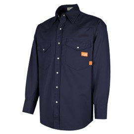 Titicaca FR Shirt for Men Pearl Snaps Flame Resistant 100% C 7.5oz Navy Welding Shirt