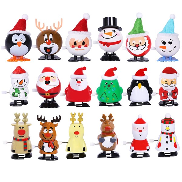 Max Fun 18pcs Christmas Stocking Stuffers Wind Up Toys Assortment for Christmas Party Favors Goody Bag Filler(Christmas)