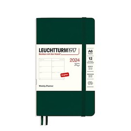 LEUCHTTURM1917 - Weekly Planner 2024 with extra booklet, Pocket (A6) Softcover, Forest Green (Jan 1 - Dec 31, 2024)