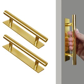 kwa heri Self-Stick Push Pull Helper Hidden Cabinet Handle ABS Plastic Door Window Wardrobe Handle Instant Cabinet Drawer Furniture Handles (15, Golden)