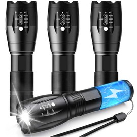 4 Pack LED Tactical Flashlights Torch, High Lumens Handheld Flashlight Zoomable, 5 Modes Bright Portable Lights for Emergencies, Outdoor, Camping