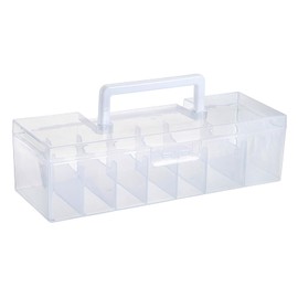 Sumnacon Card Storage Case, Trading Card Case, Trading Card Storage, Card Classification Storage, Large Capacity Card Organizer, Includes Lid, Handle, Portable Storage Case, 6 Compartments, PP, White