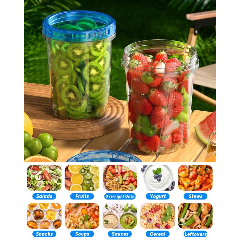 BiuLeon 6 Pack-34oz Freezer Storage Containers, Plastic Food Storage Containers