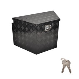 higehio 29 Inch Aluminum Trailer Tongue Tool Box Black Utility Trailer Tongue Tool Box RV Storage OrganizerTrailer Storage Tool Box 5 Bar Tread Tool Box (29"X16.5"X18")