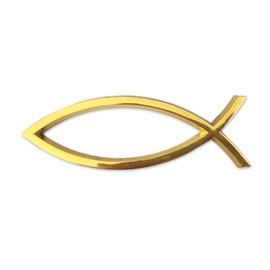 Jesus Fish Decal Sticker Christian Car Decals Christian Fish Emblem Jesus Fish Stickers Plastic Chrome Symbol Fish Emblem for Car Truck Fridge Wall Window Badge (Gold Blank)